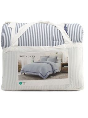 Boundary Blue Stripe Comforter Set - Classic Home Bedding